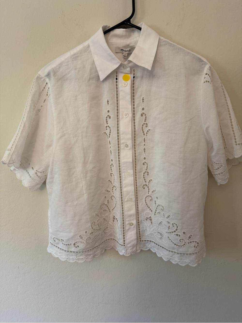 Madewell White Eyelet Boxy Crop Button-Front Shirt Size Small NWT OA388 - Picture 6 of 16